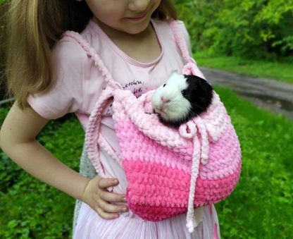 Gradient pink sweet knitted pet bag - Image 7