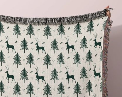 Christmas style elk pine tree jacquard blanket - Image 3