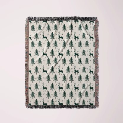 Christmas style elk pine tree jacquard blanket