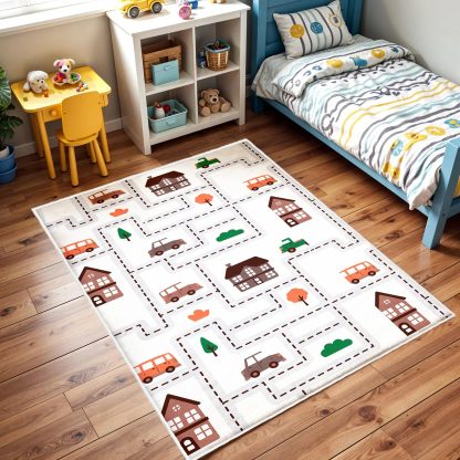 Colorful City Traffic Network Children's Carpet - Image 5