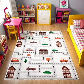 Colorful City Traffic Network Children's Carpet