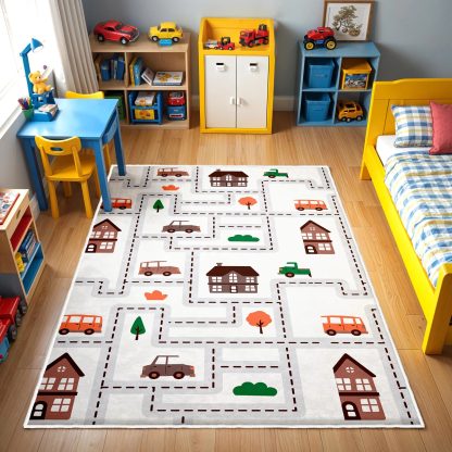 Colorful City Traffic Network Children's Carpet - Image 2