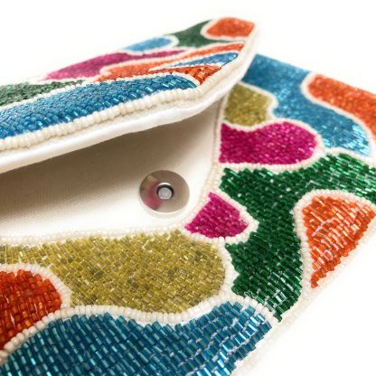 Colorful geometric art hand-beaded evening bag - Image 2