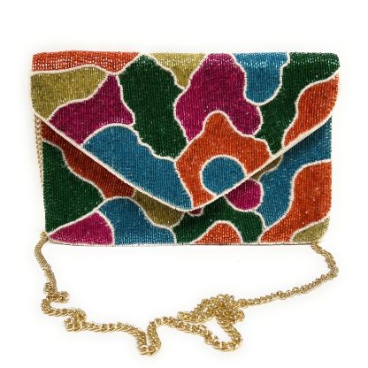 Colorful geometric art hand-beaded evening bag - Image 10
