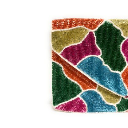 Colorful geometric art hand-beaded evening bag - Image 5