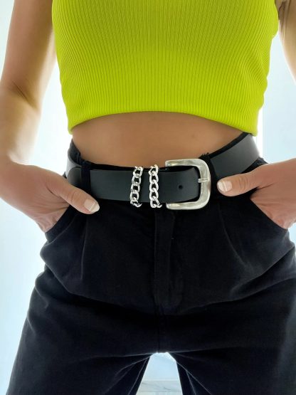 Cool metal chain black belt - Image 6