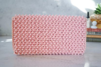 Handmade pink beaded clutch - Image 6