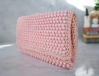 Handmade pink beaded clutch - Image 5