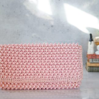 Handmade pink beaded clutch