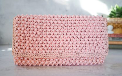 Handmade pink beaded clutch - Image 3