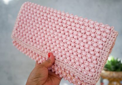Handmade pink beaded clutch - Image 2