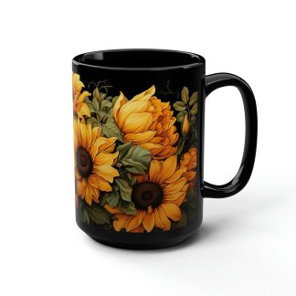 Sunflower Black Glaze Mug