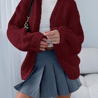 Burgundy chunky knit cardigan