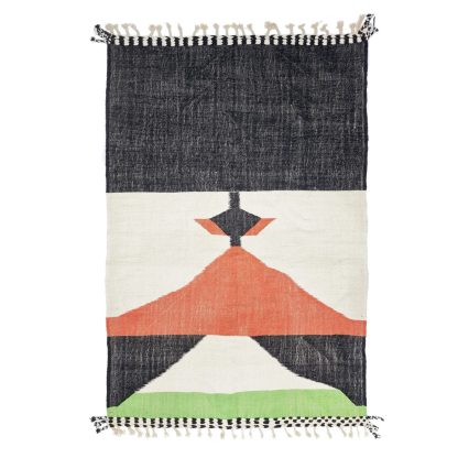 Artistic contrasting geometric tassel carpet - Image 12