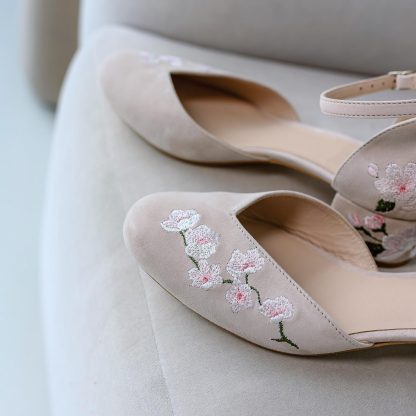 Cherry Blossom Embroidered Chunky Heel Sandals - Image 6