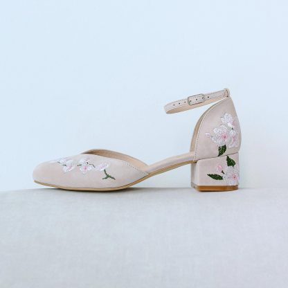 Cherry Blossom Embroidered Chunky Heel Sandals - Image 3