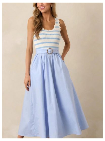 French fresh wave collar striped knitted vest - Image 6