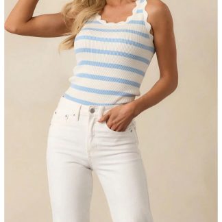French fresh wave collar striped knitted vest
