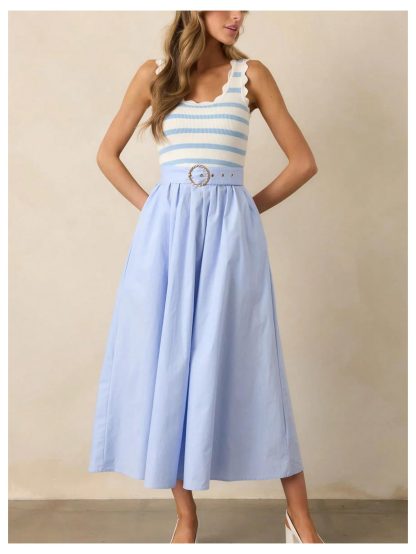 French fresh wave collar striped knitted vest - Image 2