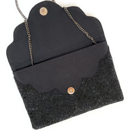 Dark Night Scallop Hand-Beaded Evening Bag - Image 5