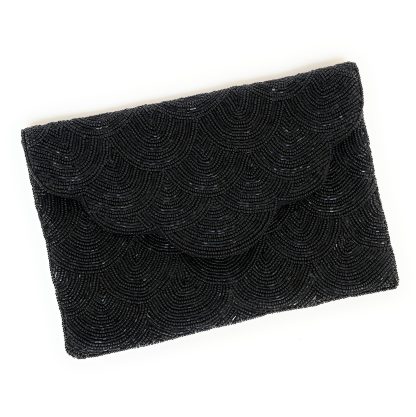 Dark Night Scallop Hand-Beaded Evening Bag - Image 3