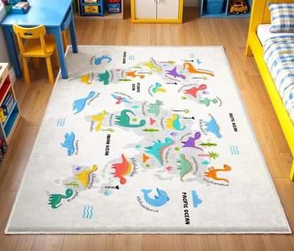 Dinosaur World Map Children's Carpet - Image 4
