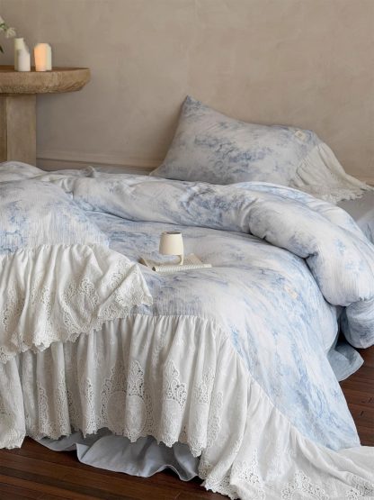 French pastoral ink lace four-piece bedding set - Image 10