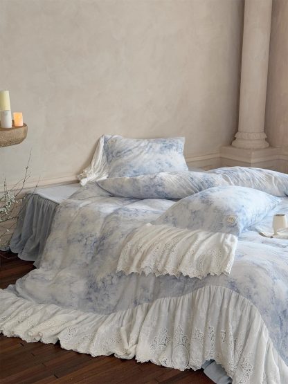 French pastoral ink lace four-piece bedding set - Image 7