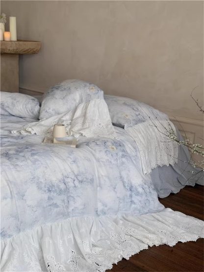 French pastoral ink lace four-piece bedding set - Image 6