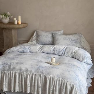French pastoral ink lace four-piece bedding set