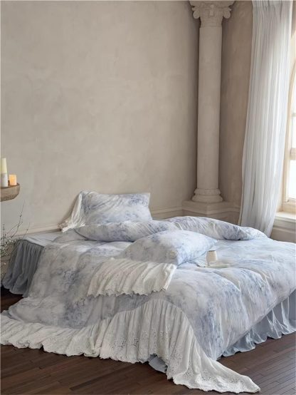 French pastoral ink lace four-piece bedding set - Image 3