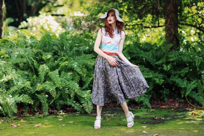 Deep-heeled small floral A-line midi skirt - Image 6