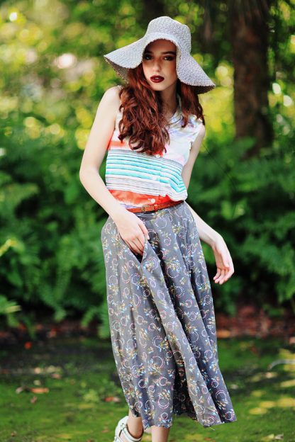 Deep-heeled small floral A-line midi skirt - Image 5