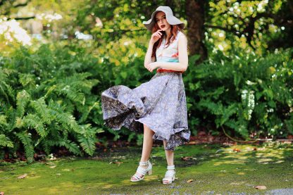 Deep-heeled small floral A-line midi skirt - Image 4