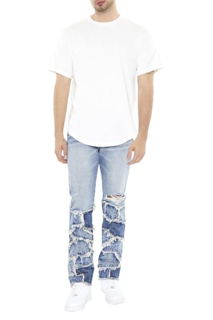 High street ripped denim trousers