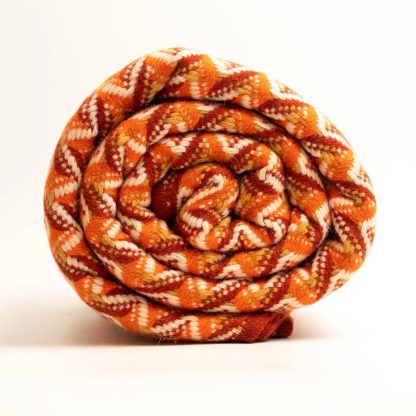 Orange and white zigzag wool-blend throw blanket - Image 9