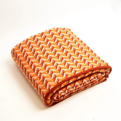 Orange and white zigzag wool-blend throw blanket - Image 8