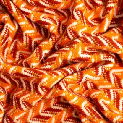 Orange and white zigzag wool-blend throw blanket - Image 7