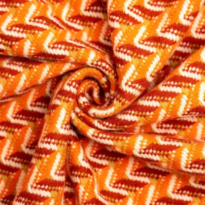 Orange and white zigzag wool-blend throw blanket - Image 6