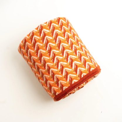 Orange and white zigzag wool-blend throw blanket - Image 4