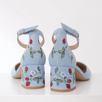 Summer Strawberry Field Embroidered Block Heel Sandals - Image 2