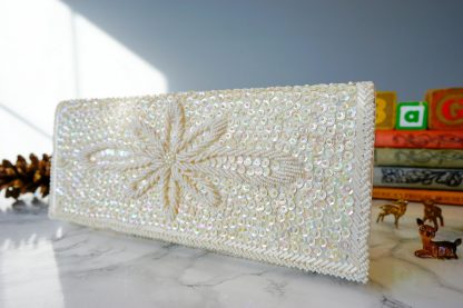 Handmade sequin embroidered snowflake clutch - Image 2