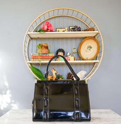 Vintage shiny patent leather handbag