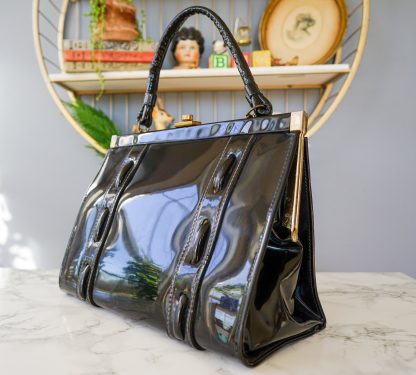 Vintage shiny patent leather handbag - Image 2