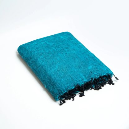 Blue contrast black tassel blend throw blanket - Image 7