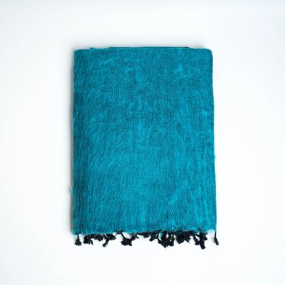 Blue contrast black tassel blend throw blanket - Image 5