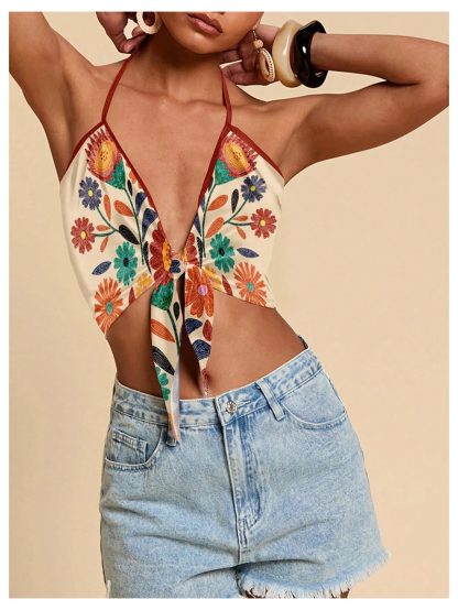 Printed satin backless camisole - Image 6