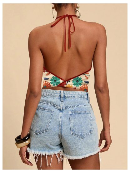 Printed satin backless camisole - Image 4