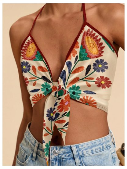 Printed satin backless camisole - Image 3