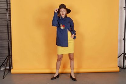 Bright yellow high-waisted miniskirt - Image 3